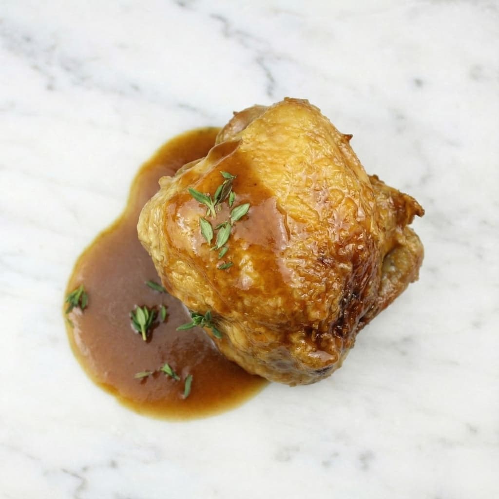 CAILLE FARCIE AU FOIE GRAS CUITE (DESOSSÉE / 100% HACHÉ DE VOLAILLE) / JUS BRUN AU THYM (1 pers.)