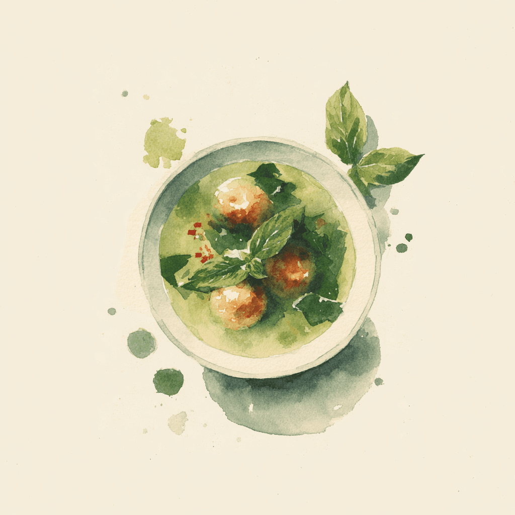 3 - 12E SPINACH SOUP / COCONUT MILK / POUTRY MEATBALLS