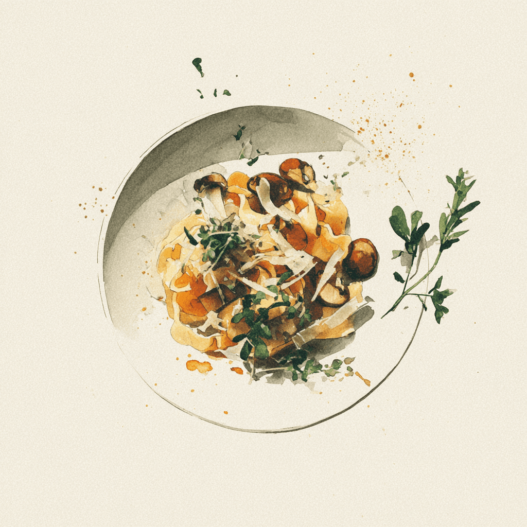 1 - 3P MAFALDE PASTA, TARTUFATA SAUCE, ROASTED WILD MUSHROOMS, ONIONS, PARMESAN