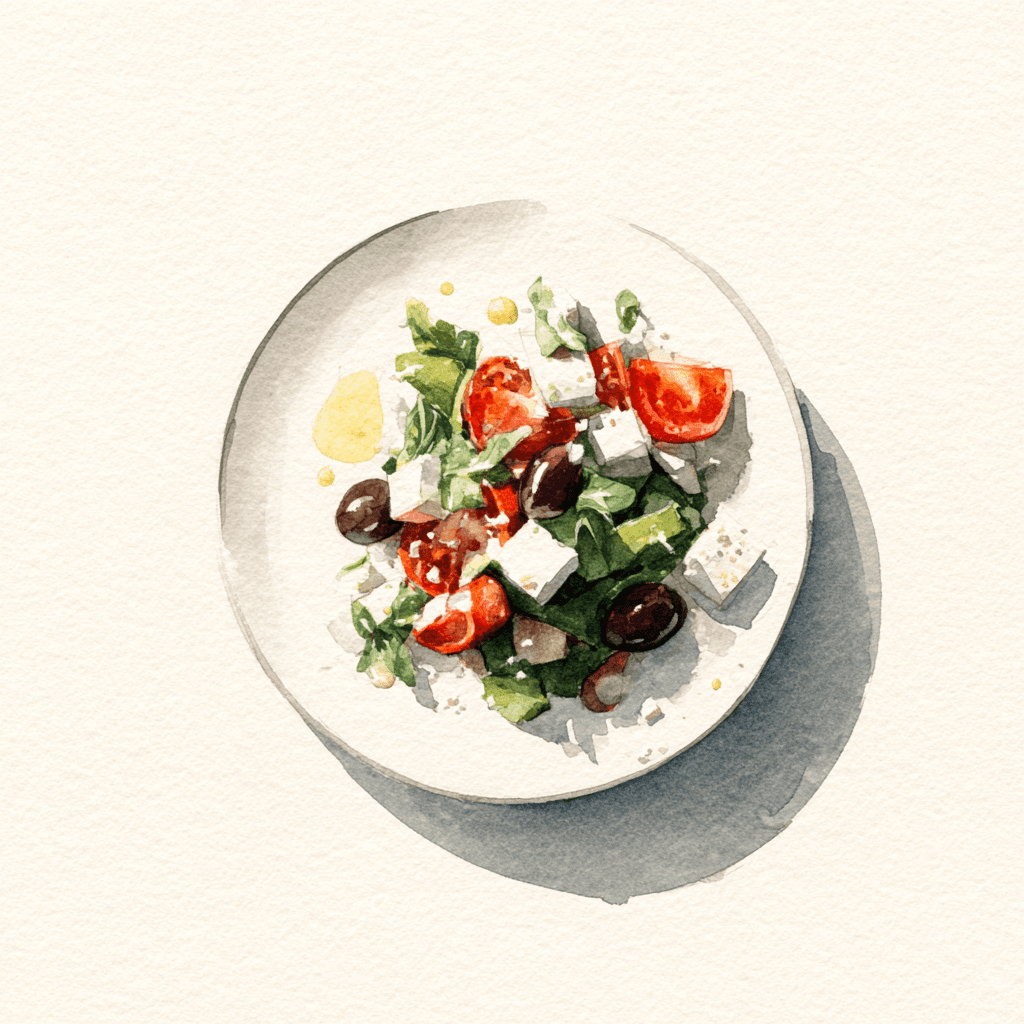 2 - 5E SALADE VAN GRIESKE PASTA, OLIJVEN, GEDROOGDE TOMATEN EN FETA