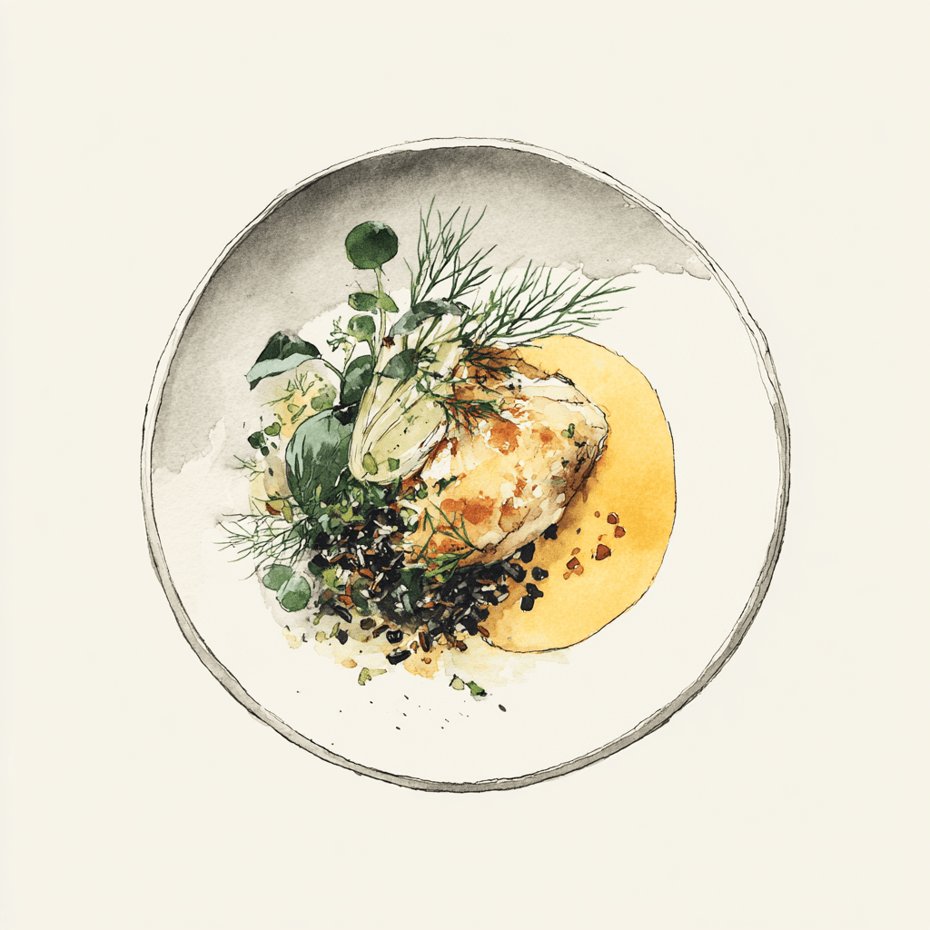 2 - 14P CHICKEN THIGH, MILD CURRY SAUCE, CARAMELIZED FENNEL, WILD RICE