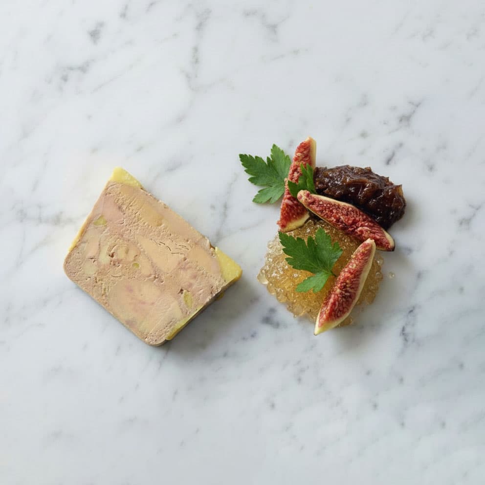 FOIE GRAS D'OIE NON BARDE ET SA GARNITURE