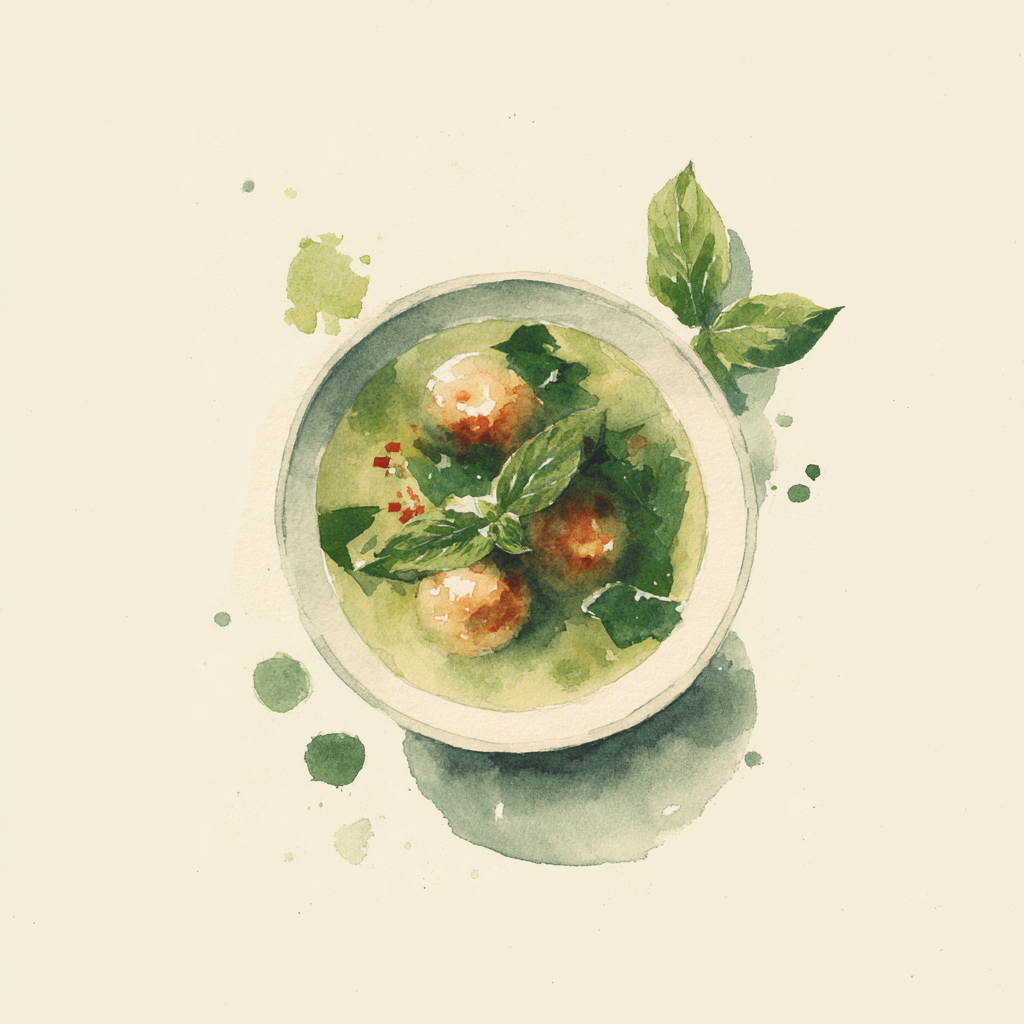 3 - 12E POTAGE AUX EPINARDS / LAIT DE COCO / BOULETTES DE VOLAILLE