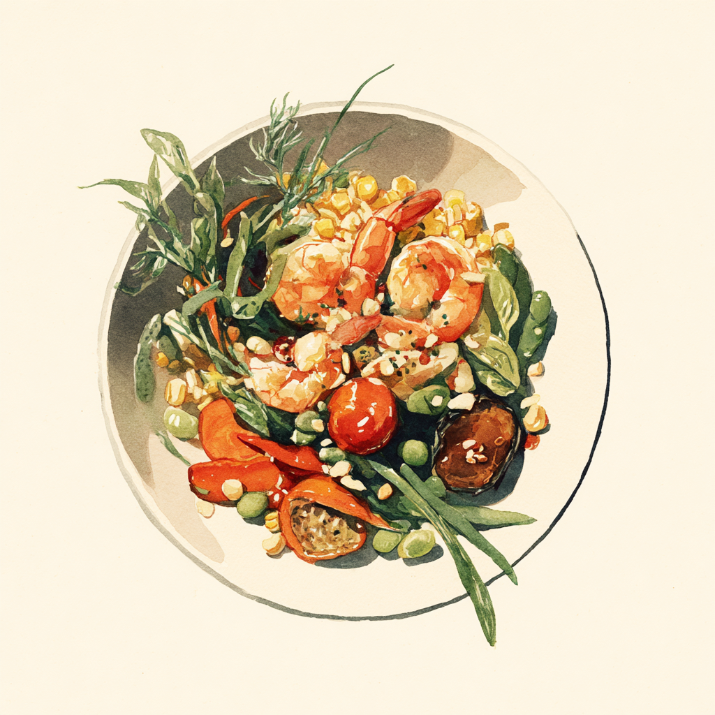 4 - 7P PAELLA WITH SCAMPI AND SEASONAL VEGETABLES