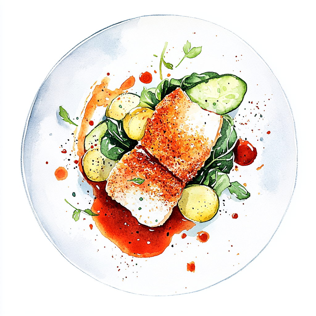 2 - 6P CORDON BLEU DE VOLAILLE, SAUCE EMMENTAL ET PARMIGIANO, COURGETTES GRILLEES, JEUNES POUSSES D'EPINARDS, QUARTIERS DE POMMES DE TERRE