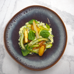 [8175 - 92 / FTK] NEFERTITI / RISOTTO D'ASPERGES AUX CAROTTES JAUNES ET JEUNES POUSSES D'EPINARDS