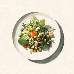 [525301 - 92 / FTK] 3 - 1E SALADE VAN BULGUR / KIKKERERWTEN / EDAMAME / CASHEWNOTEN 