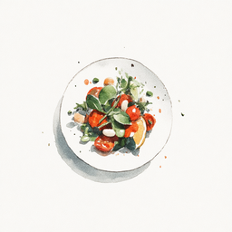 [525311 - 92 / FTK] 3 - 11E SALADE VAN 3 BONEN / GEDROOGDE TOMATEN / WORTELEN / CITROEN / GROENE KRUIDEN