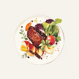 [526310 - 92 / FTK] 3 - 10P MEATLOAF WITH COOKINJUICES, CAULIFLOWER WITH TURMERIC, POTATO WEDGES WITH BAY LEAF AND CORIANDER OIL