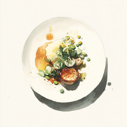 [526314 - 92 / FTK] 3 - 14P VOL-AU-VENT, PREI EN EDAMAME MET GEBAKKEN UIEN, AARDAPPELPUREE
