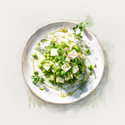[525409 - 92 / FTK] 4 - 9E SALADE VAN ERWTEN / FETA / UIEN / WASABI