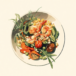 [526407 - 92 / FTK] 4 - 7P PAELLA WITH SCAMPI AND SEASONAL VEGETABLES