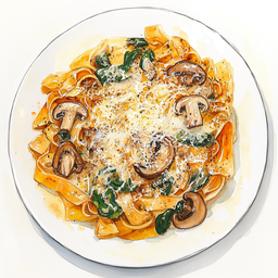 [526111 - 92 / FTK] 1 - 11P MAFALDE, GOMAE-SAUS, GEBAKKEN SEIZOENPADDENSTOELEN, SPINAZIE EN PARMEZAAN