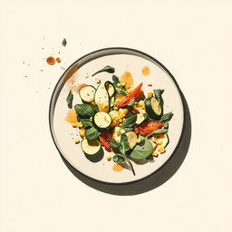 [525201 - 92 / FTK] 2 - 1E SALADE DE COURGETTES ET DE MAÏS GRILLES / VINAIGRETTE SESAME