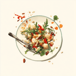 [525203  - 92 / FTK] 2 - 3E SALADE DE CHOU-FLEUR GRILLE, RAISINS, NOIX, PIMENTS