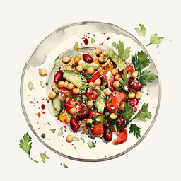 [525209 - 92 / FTK] 2 - 9E SALADE DE QUINOA AUX POIS CHICHES, HARICOTS ROUGES ET AZUKI, PERSIL PLAT