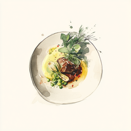 [526202 - 92 / FTK] 2 - 2P CARBONADE CHIKKA, FENOUIL ET OIGNONS GRILLES AU FOUR, PUREE DE PETITS POIS